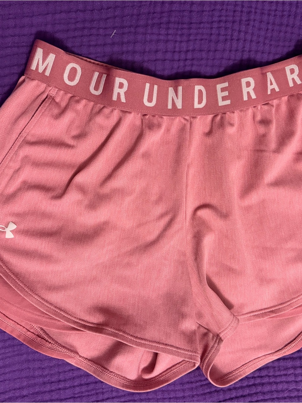 Under Armour Women's Rose Pink Athletic Shorts with Branded Waistband